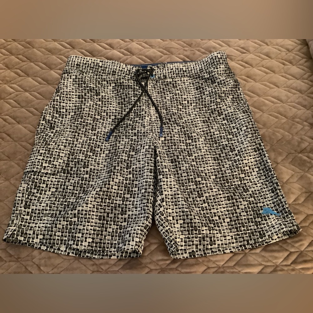 Tommy Bahama Black and White Swim Trunks